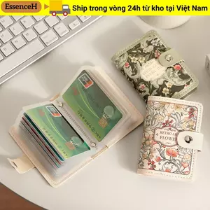 ESSENCEH Ví Nữ, Túi Đựng Tiền Chống Thấm Nước Dung Tích Lớn, 20 Túi Đựng Thẻ Da PU Nhẹ Đựng Thẻ ID Nữ