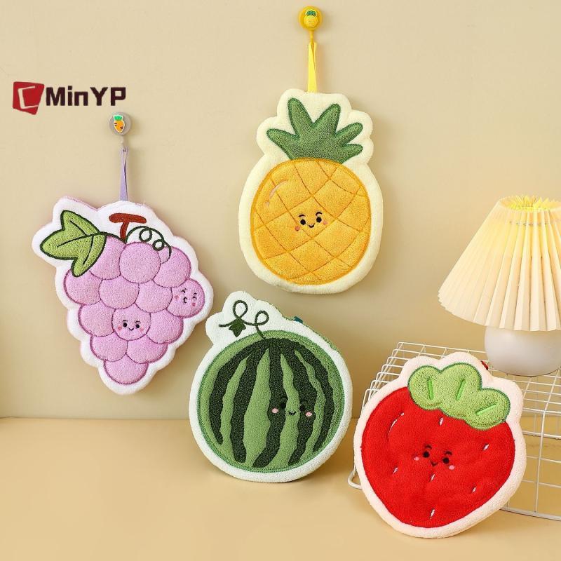 CyinYP Khăn Tay Trái Cây Nhà Bếp Thấm Hút Vải Lau Treo Qui Sấy San Hô Lông Cừu Rag Phòng Tắm Hoa Tay Vải Đồ Dùng Nhà Vinh Quang