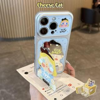 Có Thể Gập Lại Gương Đứng Dễ Thương Khóc Búp Bê Bao Da Cho iPhone 17 11 12 13 14 15 Plus Xs Max XR 7 Plus 16 Pro Max
