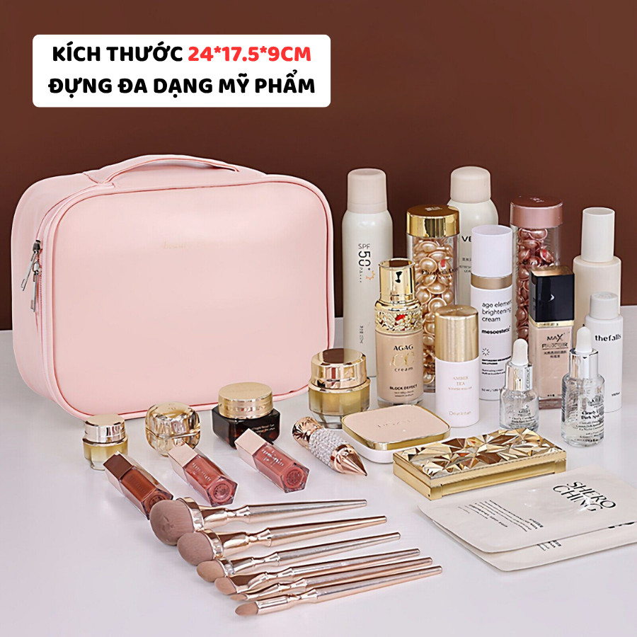 Túi Đựng Mỹ Phẩm Du Lịch ENODA HOME, Túi Đựng Đồ Makeup Trang Điểm Chia Ngăn Chất Liệu PU TUIPU005