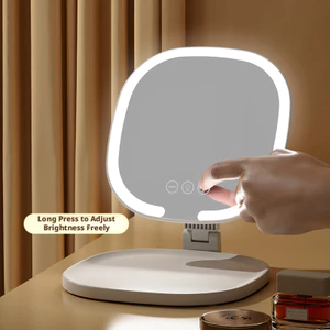 Gương Trang Điểm LED Có Thể Gập Lại Với Ánh Sáng Di Động Du Lịch Để Bàn Gương Dành Cho Học Sinh Ký Túc Xá HD USB Thông Minh Sạc Điều Khiển Cảm Ứng Gương Vanity