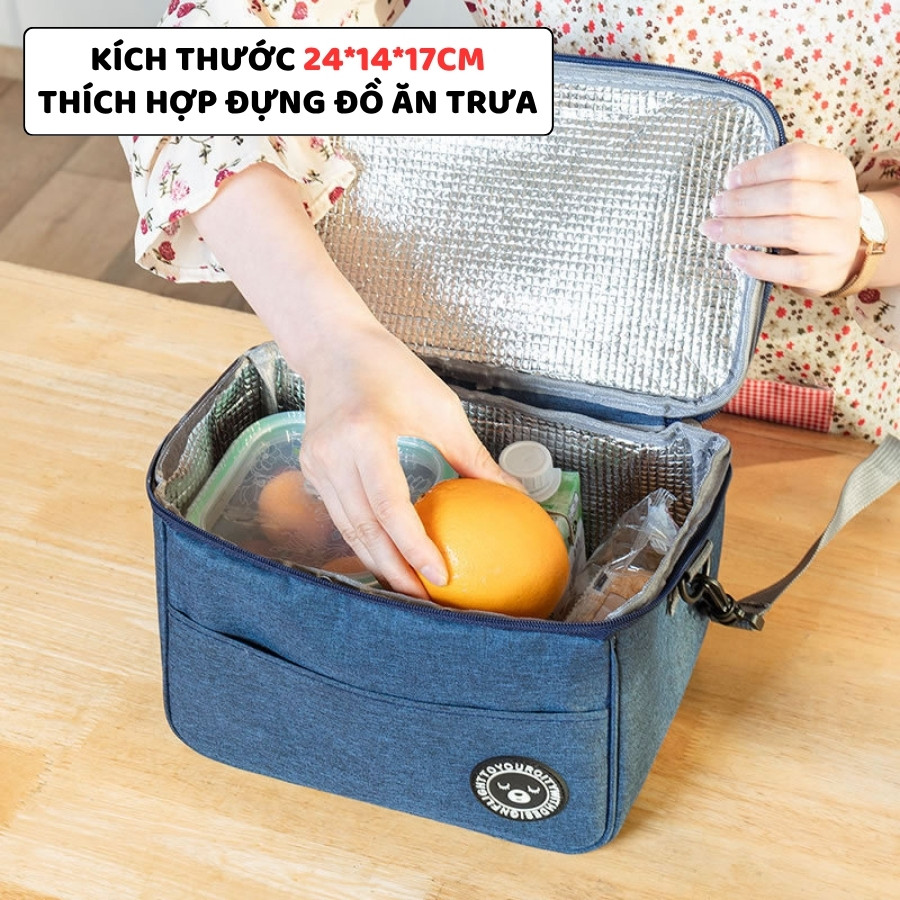 Túi Vải Giữ Nhiệt Đựng Cơm Văn Phòng ENODA HOME, Túi Đựng Hộp Cơm Trưa Kèm Quai Đeo Chéo TUICOM009
