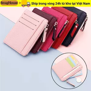SNUGHOUSE Ví Nhiều Thẻ Bit Dây Kéo Túi Thẻ Da PU Cho Nữ