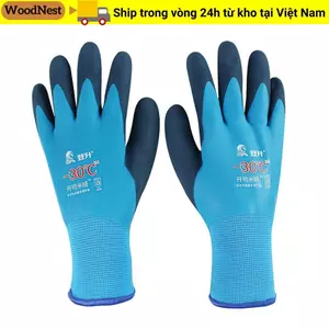 WOODNEST Cách Nhiệt Cashmere Len Hoàn Toàn Cao Su Tủ Đông Mùa Đông An Toàn Găng Tay Bảo Vệ Lao Động