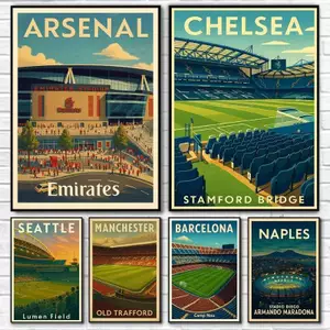 Sân vận động Arsenal Emirates nổi tiếng sân vận động bóng đá cổ điển Áp phích Không khung Tranh Canvas Trang trí tường