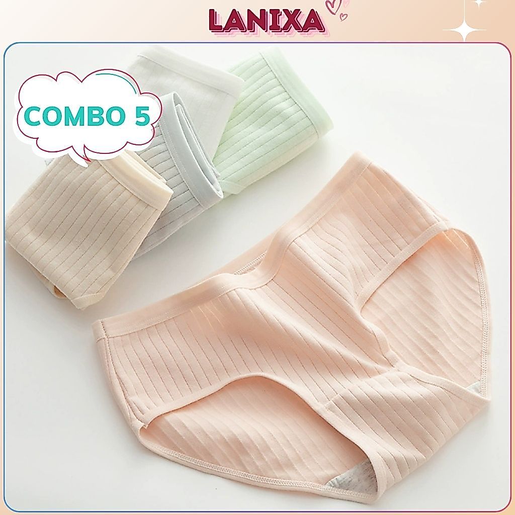 COMBO 3-5 Quần lót nữ cotton kháng khuẩn kiểu dáng basic trơn bo chun co giãn linh hoạt LANIXA L562