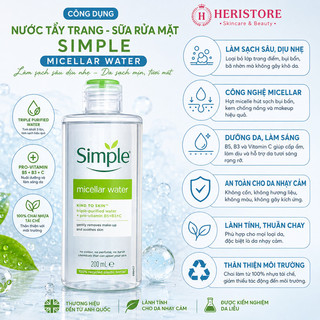 [Mẫu mới] Combo Sữa Rửa Mặt Simple - Tẩy Trang - Sữa Rửa Mặt Dịu Nhẹ 150ml Heri Skin