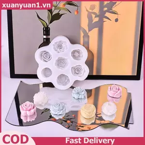 XUAN 7 Trong 1 Hoa Khuôn Silicon 3D Hoa Hồng Mẫu Đơn Bánh Sô Cô La Khuôn Nướng Bánh Handmade Nến Xà Phòng Thạch Cao Nhựa Thủ Công Dụng Cụ Làm VN