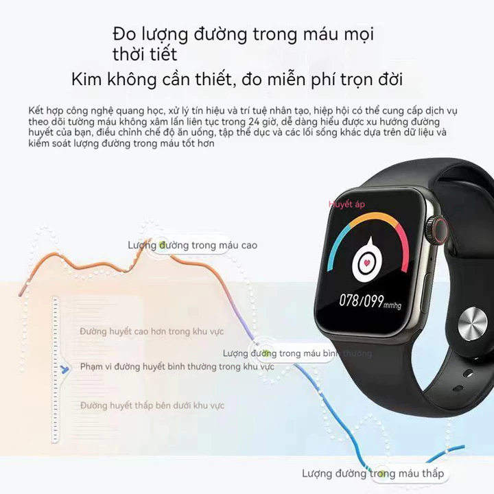 Đồng hồ thông minh đồng hồ đo đường huyết điện tâm đồ huyết áp oxy máu nhịp tim theo dõi sức khỏe – 7