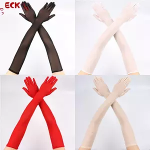 ECK 55CM Ren Gợi Cảm Mỏng Rỗng Trong Suốt Găng Tay Dài Thoáng Khí Lưới Sợi Nữ Người Đàn Ông Sân Khấu Biểu Diễn Tiệc Cosplay Co Giãn HOT