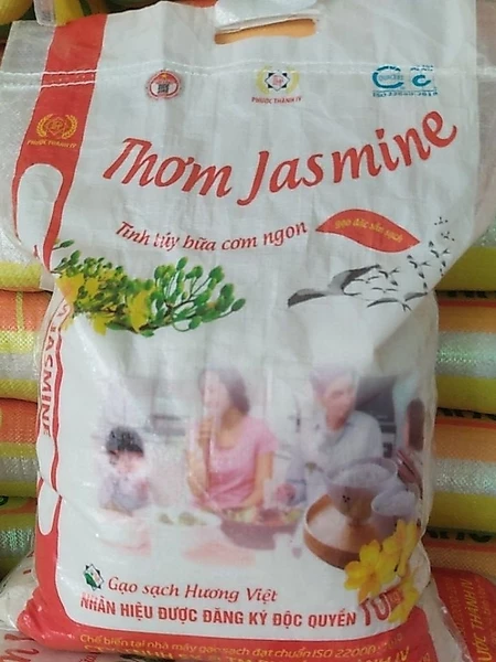 Gạo thơm Jasmine chính hãng Phước Thành IV túi 10kg (loại bao bì đẹp và bao bì thông thường)