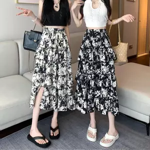 Váy Hoa Xù Retro Mùa Hè Phong Cách Mới Cao Cấp Ôm Hơn Nhìn Chia Bánh Váy Giữa Chiều Dài