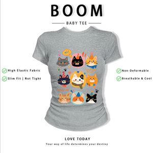 BOOM Áo Baby Tee Nữ Cotton Ôm Body-Áo Thun Ngắn Tay Y2K In Hình PhongCách Mùa Hè, Cổ Tròn Hàng Đầucách hàn quốc phong558