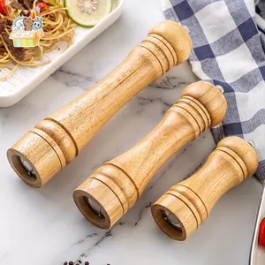 Máy xay tiêu gỗ, Máy xay tiêu bằng gỗ có thể điều chỉnh độ thô 6 / 8 / 10 Inch, Cơ chế mài gốm Máy xay muối ELWW