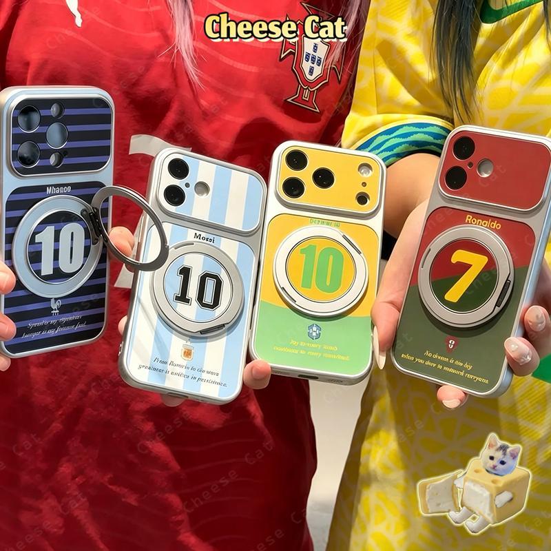 Ốp điện thoại đế kim loại xoay hình bóng đá hợp thời trang cho iPhone 13 12 11 14 15 Plus 16 17 Pro Max 17 Air