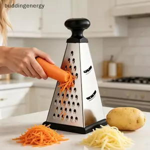 {BUDDI} Dụng cụ gọt kim tự tháp 4 mặt bằng thép không gỉ có tay cầm chống trượt Hoàn hảo cho nhà bếp tại nhà Rau phô mai vụn Cà rốt khoai tây {buddingenergy}