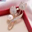 Bluelover Mới Thả Ngọc Trai Tulip Thổ Cẩm Đầy Kim Cương Hoa Phương Tây Đầm Pin Cố Định Quần Áo Chống chói Trang Trí Mới