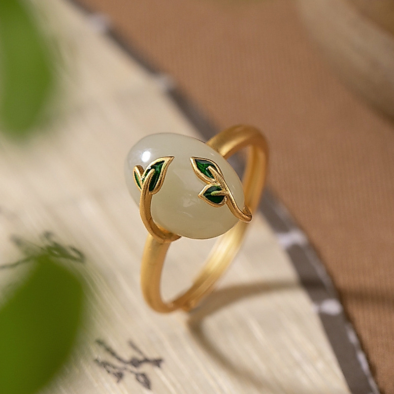 Bạc s925 dát nhẫn nữ ngọc Hetian