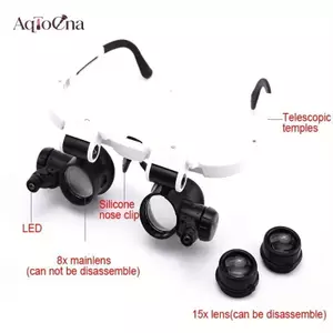 Kính lúp AqToCna 8X / 15X / 23X Máy làm đồng hồ Jeweler có đèn LED Kính lúp Kính đọc sách Kính mắt AqToCna