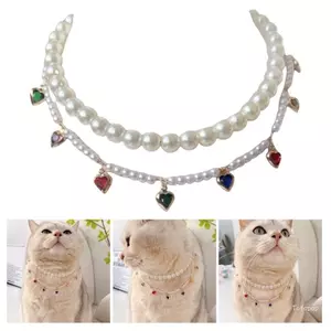 Thời Trang Hàng Đầu Chó Mèo Ngọc Trai Vòng Cổ Với Pha Lê Kim Cương Giả Vòng Cổ Thú Cưng Cho Chó Nhỏ Thú Cưng Cưới Sinh Nhật Par