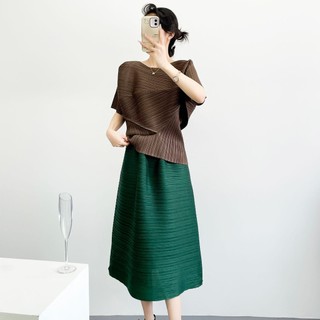 Miyake Blouse Layered Design Cho Mùa Hè, Phong Cách Mới, Màu Nóng