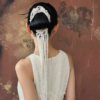 Mũ lưỡi trai trắng cao cấp mới có dây bện, ruy băng đuôi ngựa, tua rua, phụ kiện đám cưới cô dâu, phụ kiện tóc