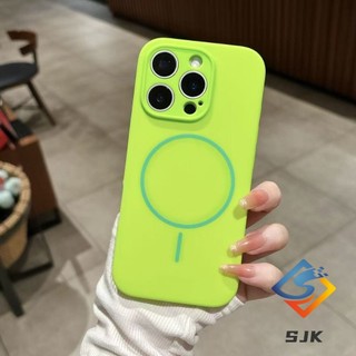 Ốp điện thoại silicon từ tính hình tròn mịn màu đỏ IP16 Pro max cho IPhone 15 Pro Max 12 13 14 Pro Max Plus Vỏ cứng viền mềm Vỏ chống sốc