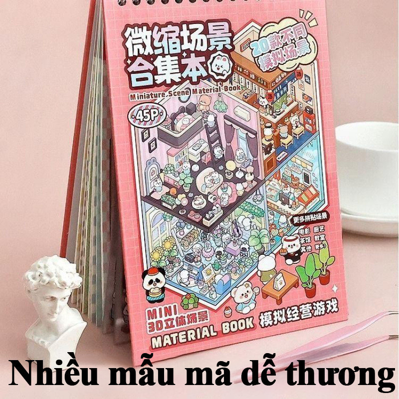 Nhãn Dán Cảnh 3D Thu Nhỏ,DIY Thủ Công,Dễ Bóc Không Vết, Làm Sổ Lưu Niệm & Trang Trí, Chất Lượng Cao