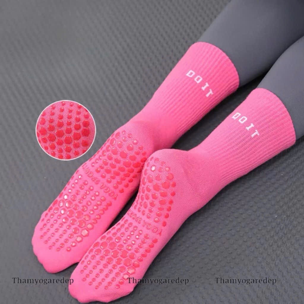 Tất Tập Yoga thể thao Pilates Doit Màu Trơn Sọc Silicon Chống Trơn Trượt Tất Thể Thao ( Tất màu)