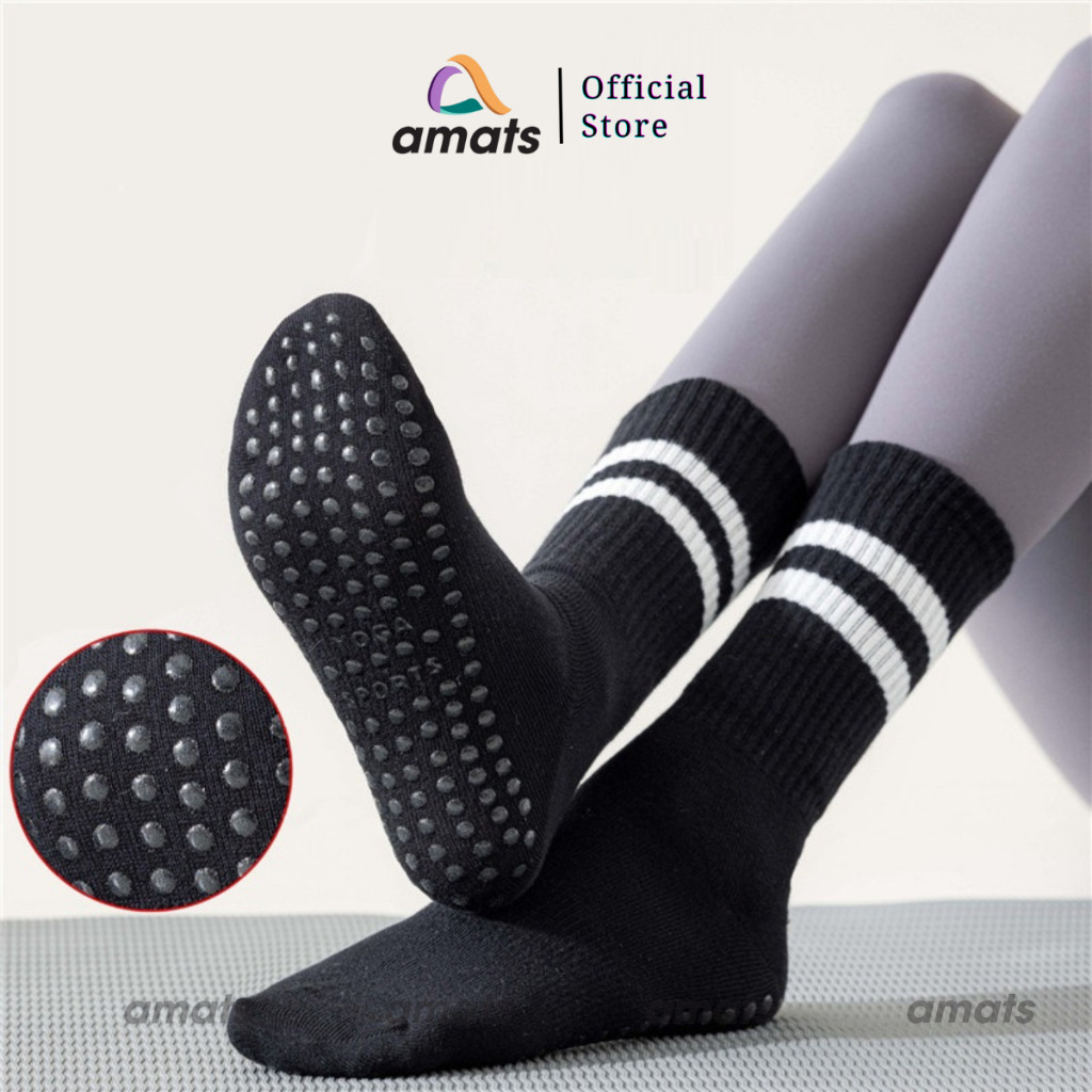 Tất Tập Yoga thể thao Pilates Doit Màu Trơn Sọc Silicon Chống Trơn Trượt Tất Thể Thao ( Tất màu)