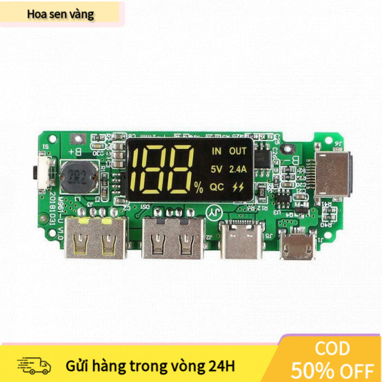 [COD] Bảng mạch sạc dự phòng 18650 - LCD hiển thị điện áp, đa cổng sạc, bảo vệ mạch, chất lượng ổn định