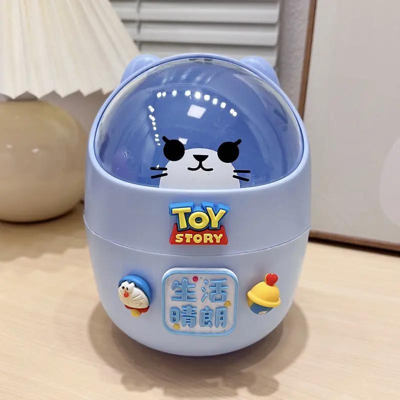 Máy Tính Để Bàn Thùng Rác Để Bàn Mini Thùng Rác Có Thể Ký Túc Xá Vệ Sinh Cá Nhân Có Nắp Hoạt Hình Dễ Thương Đầu Giường Thùng Rác Nhỏ TRAA