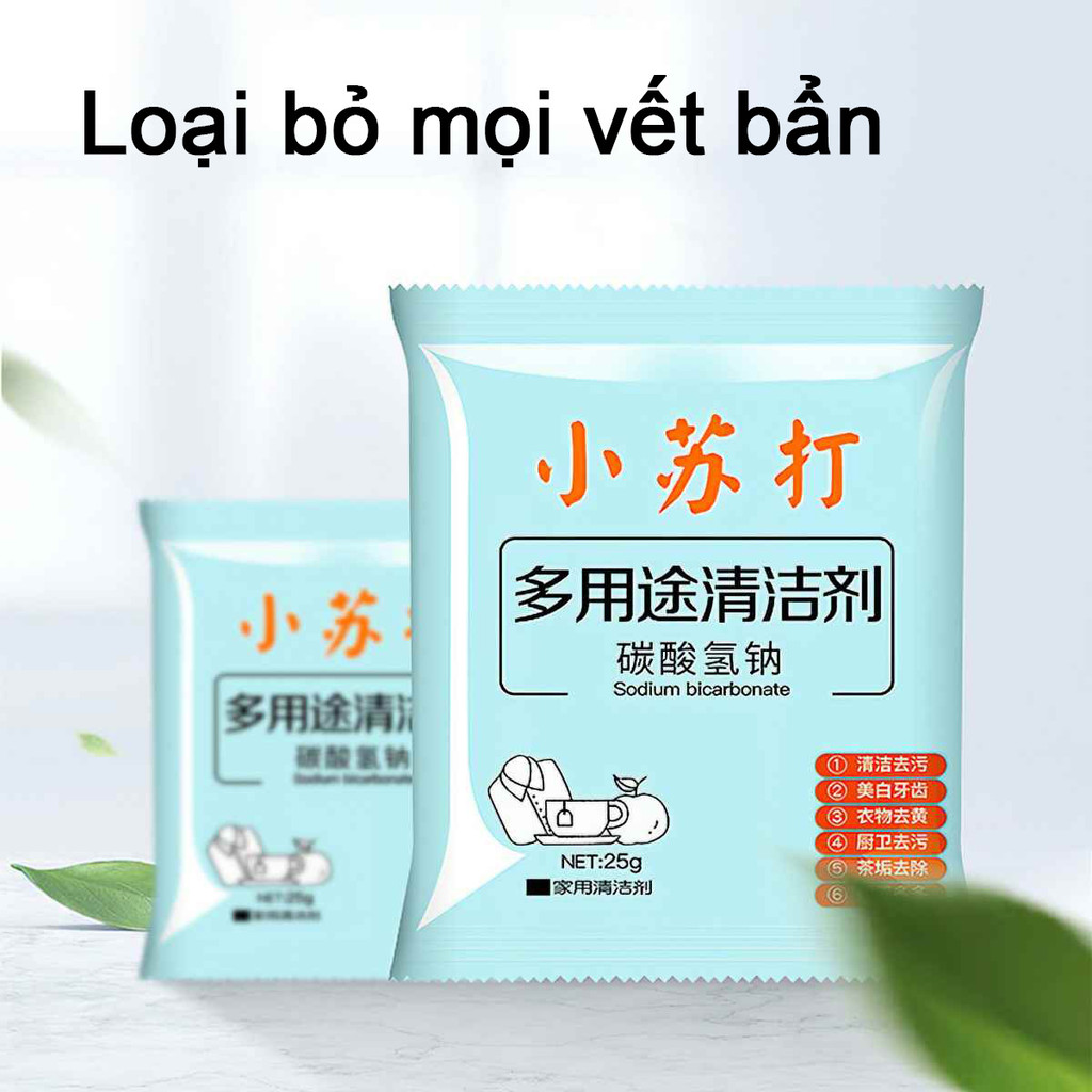 M7M 10 túi Bột Baking Soda tẩy rửa nhà bếp, làm sách và khử mùi đồ dùng nhà bếp đa năng 25gr MALAN