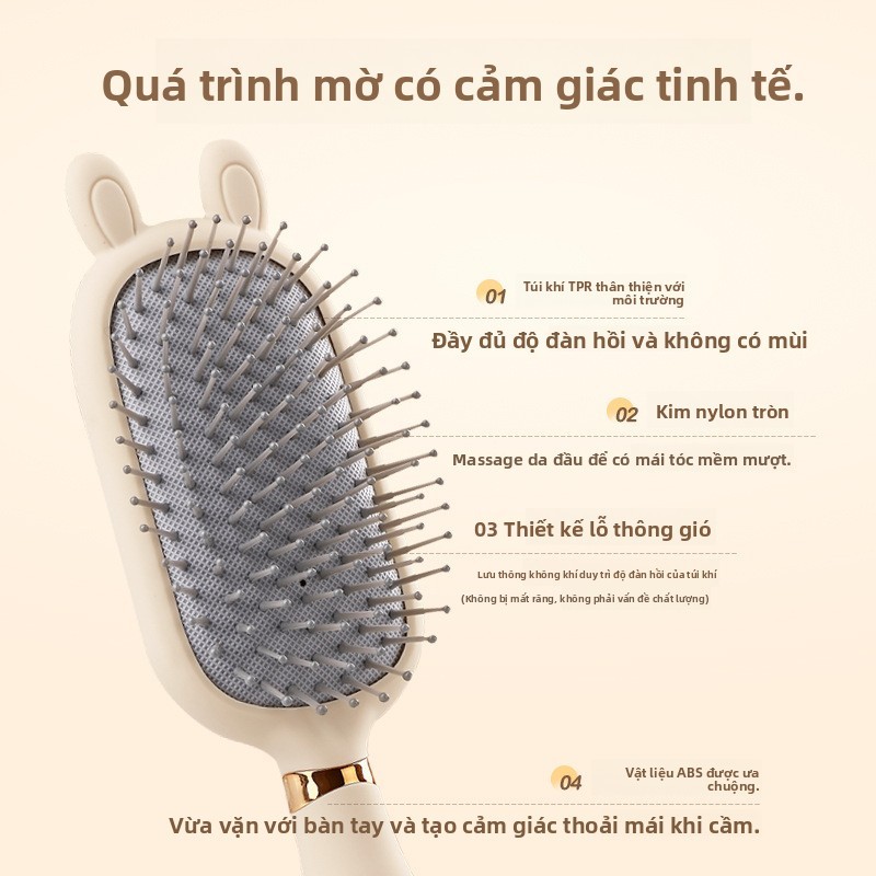 Lược Massage Đệm Không Khí- Lược Massage Da Đầu Chống Nhọn, Thích Hợp Cho Nữ Tóc Dài / Tóc Xoăn (Thiết Kế Dễ Thương) & - * &