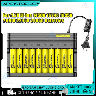 Sạc pin 18650 Phiên bản mới 10 khe Thông minh Tự động đảo cực Tự dừng khi đầy 3.7V-4.2V