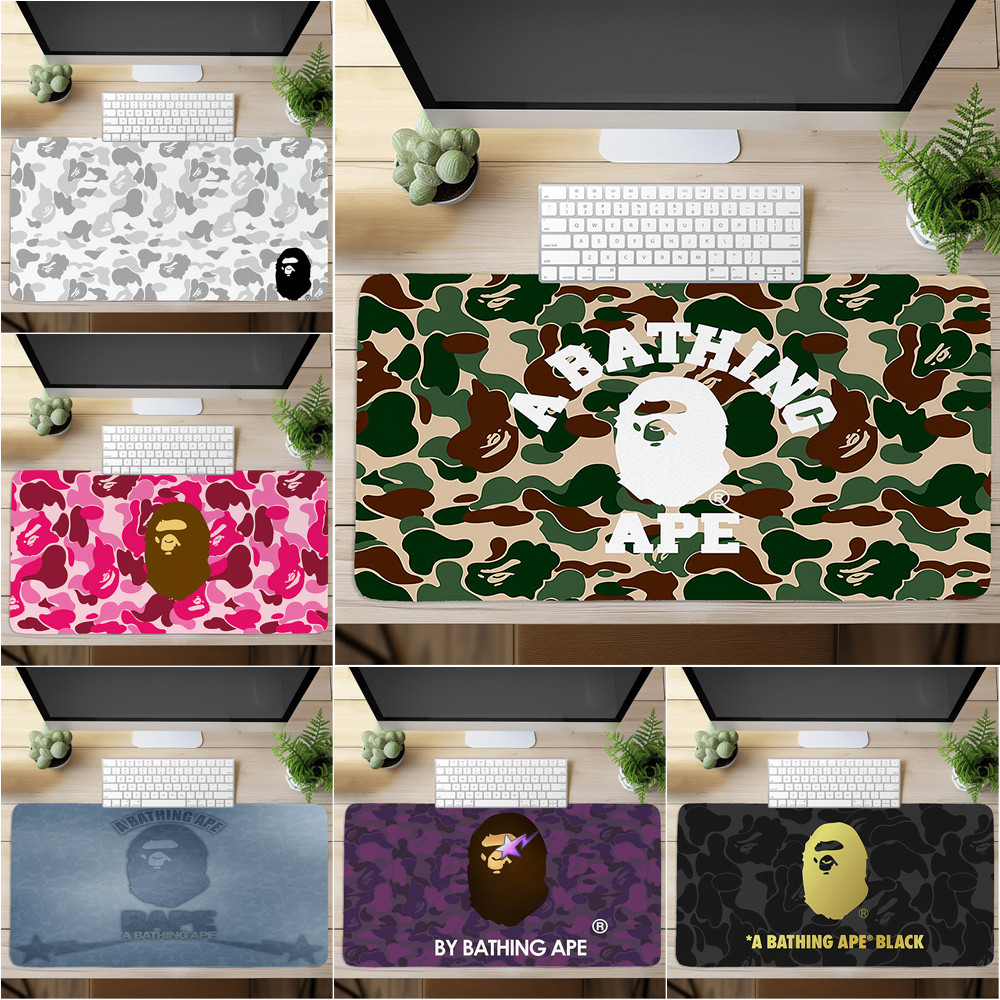 Bape Ape Logo Miếng Lót Chuột In Nghệ Thuật Bàn Phím Máy Tính Bàn Phím Bàn (60x30cm / 80x40cm)