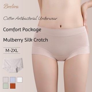 『Brelira』Quần lót liền mạch chất liệu cotton kháng khuẩn, cạp vừa, thoải mái, mềm mại, thoáng khí, nhẹ, che phủ toàn bộ, đồ lót nữ