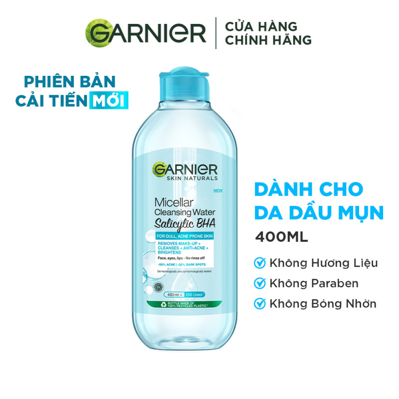 Bộ 2 nước Tẩy Trang làm sạch sâu dịu nhẹ cho mọi loại da - Garnier Micellar Cleansing Water 400mlX2 (Kèm quà 50mlX2)