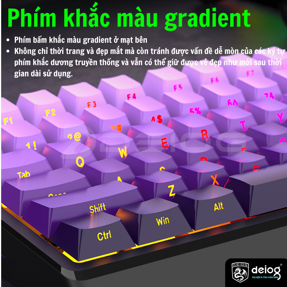 Bàn Phím Cơ Chính Hãng Deiog AK98 Gaming Keyboard 98 Phím Led RGB Liner Switch Núm Xoay Hot Swap