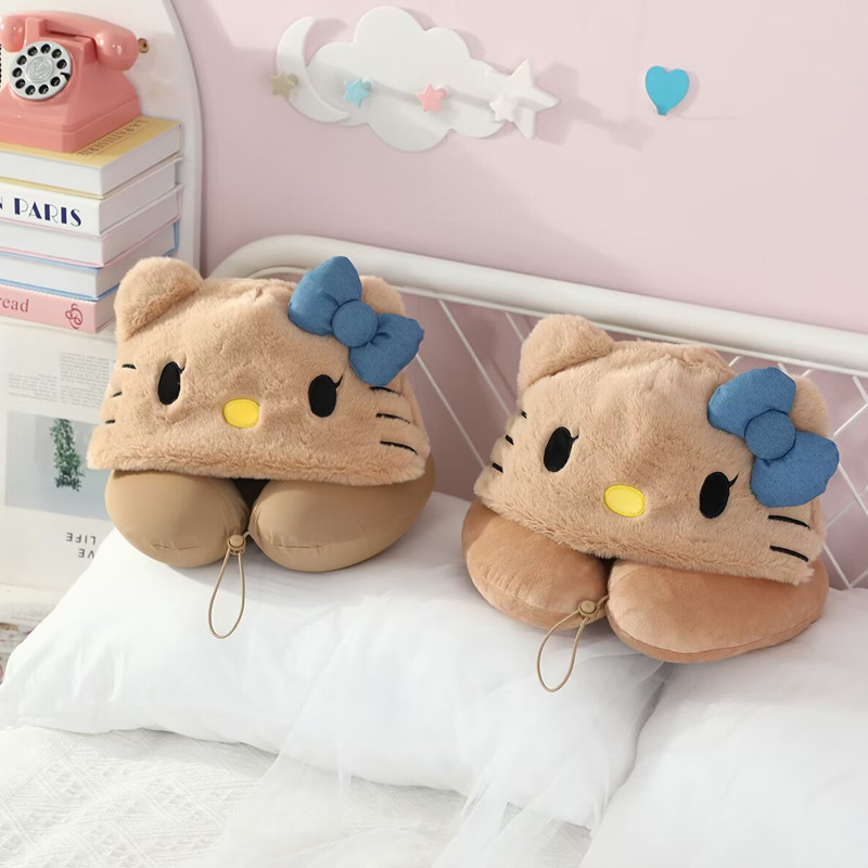 BH2 Sanrio Hello Kitty Có Mũ Trùm Đầu Hình Chữ U Gối Du Lịch Cổ Hoạt Hình Gối Dễ Thương Chăn 2 Trong 1 HB2