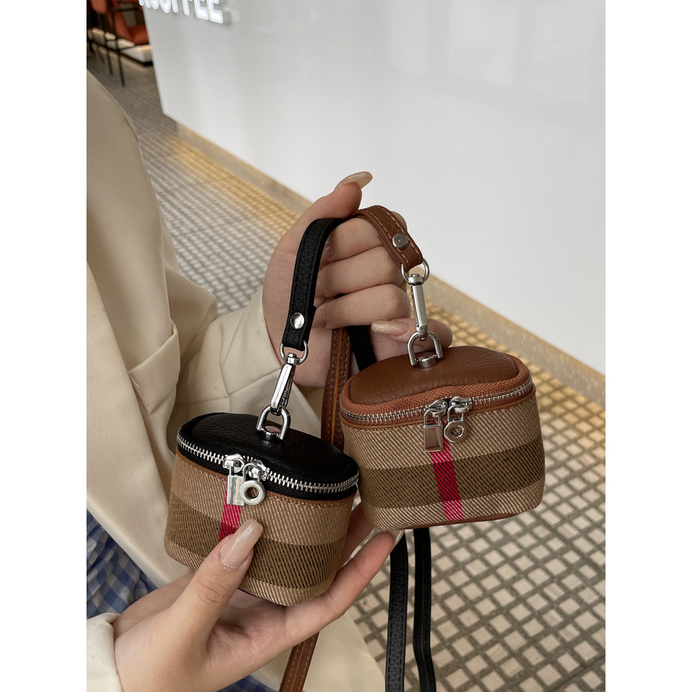 Da Thật Chính Hãng Vải Khâu Mini Ví Đựng Tiền Xu Loại Dây Thiết Kế Di Động Lưu Trữ Đa Năng Túi Đựng Mỹ Phẩm