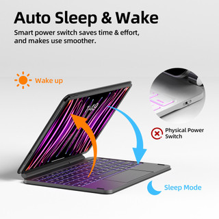 Bàn phím Bluetooth GOOJODOQ có bản lề phẳng, lực nâng từ tính mạnh và đèn nền có thể điều chỉnh cho iPad Pro 11/12.9/Air