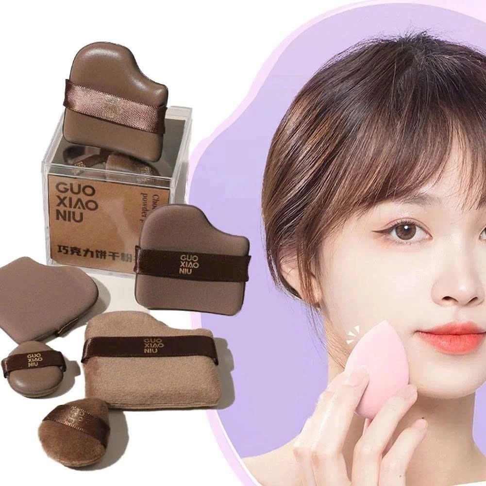 Set 6 bông mút Guoxiaoniu chocolate bông phấn trang điểm đa năng dùng ướt và khô