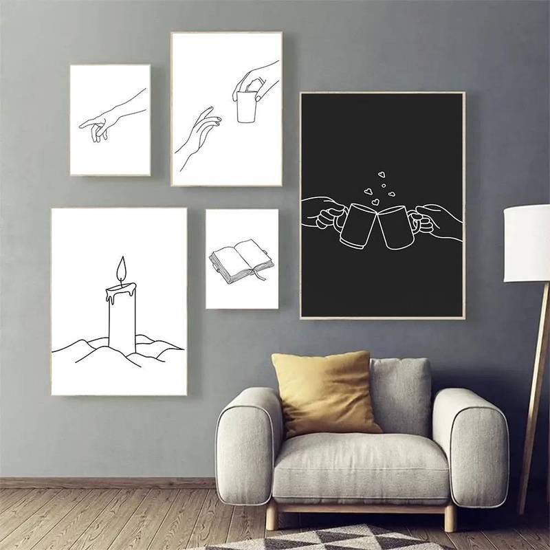 Line Art Canvas Tranh Hình Học Tối Giản Chân Dung Với Đường Sạch Nghệ Thuật Trang Trí Tường Nhà Canvas Poster