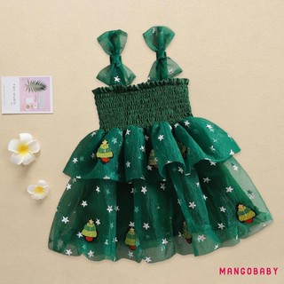 MG-Baby Girl Váy Giáng Sinh Không Tay Nơ Vai Đầm Dự Tiệc Cho Bé Váy Công Chúa