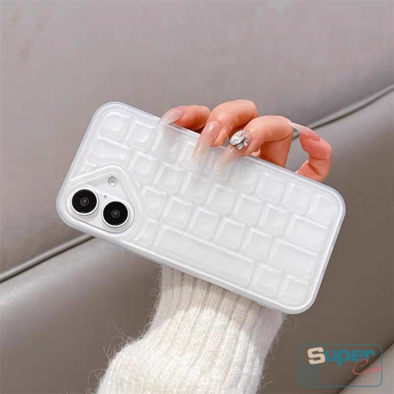 Ốp Lưng Tương Thích Cho IPhone 13 17 11 16 15 12 14 Pro Max Air XR 6s 6 16 7 8 15 14 Plus Xs Max SE 2020 Sang Trọng Đơn Giản Thời Trang Mờ Trắng Giải Trí Bàn Phím 3D Bìa Mềm