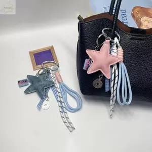 AWNGD Ngôi Sao Năm Cánh Móc Khóa, Dây Bện DIY Ngôi Sao Túi Mặt Dây Chuyền, Bao Da Ngôi Sao Chìa Khóa Cho Túi Xách Ví Phụ Kiện Ba Lô