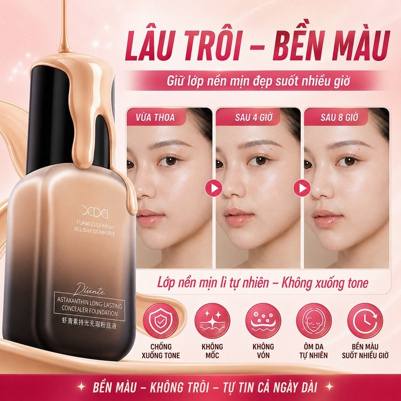 XIXI Kem Nền Lỏng Mỏng Nhẹ Che Phủ Tốt Kiềm Dầu Lâu Trôi Tự Nhiên Không Mốc Cho Da Dầu Mụn D906