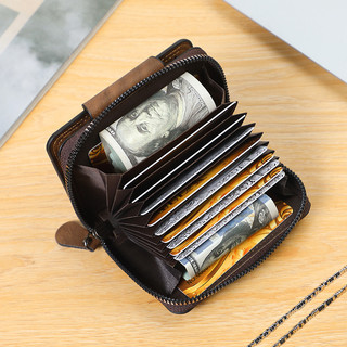 Nam Vintage Ngắn Bifold Ví Thẻ Tín Dụng ID Lưu Trữ Dung Tích Lớn Dây Kéo Đồng Xu Ví Tiền Mặt