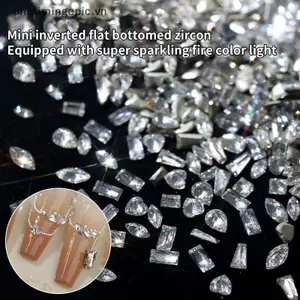 VFZ 50 Cái / bộ Mini Đáy Phẳng Móng Tay Kim Cương Giả Lấp Lánh Bạc Pha Lê Trang Trí Móng Tay DIY Chất Liệu Móng Tay Nghệ Thuật Quyến Rũ Phụ Kiện OTE